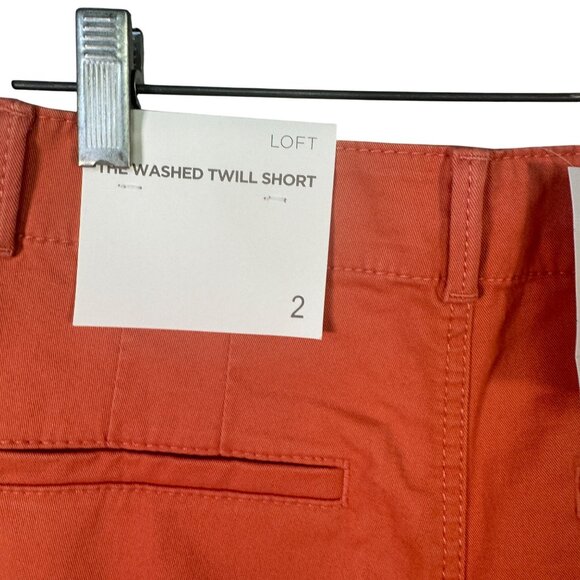Loft Womens Washed Twill Shorts Size 2 Coral Orange Cotton Blend - Picture 5 of 8